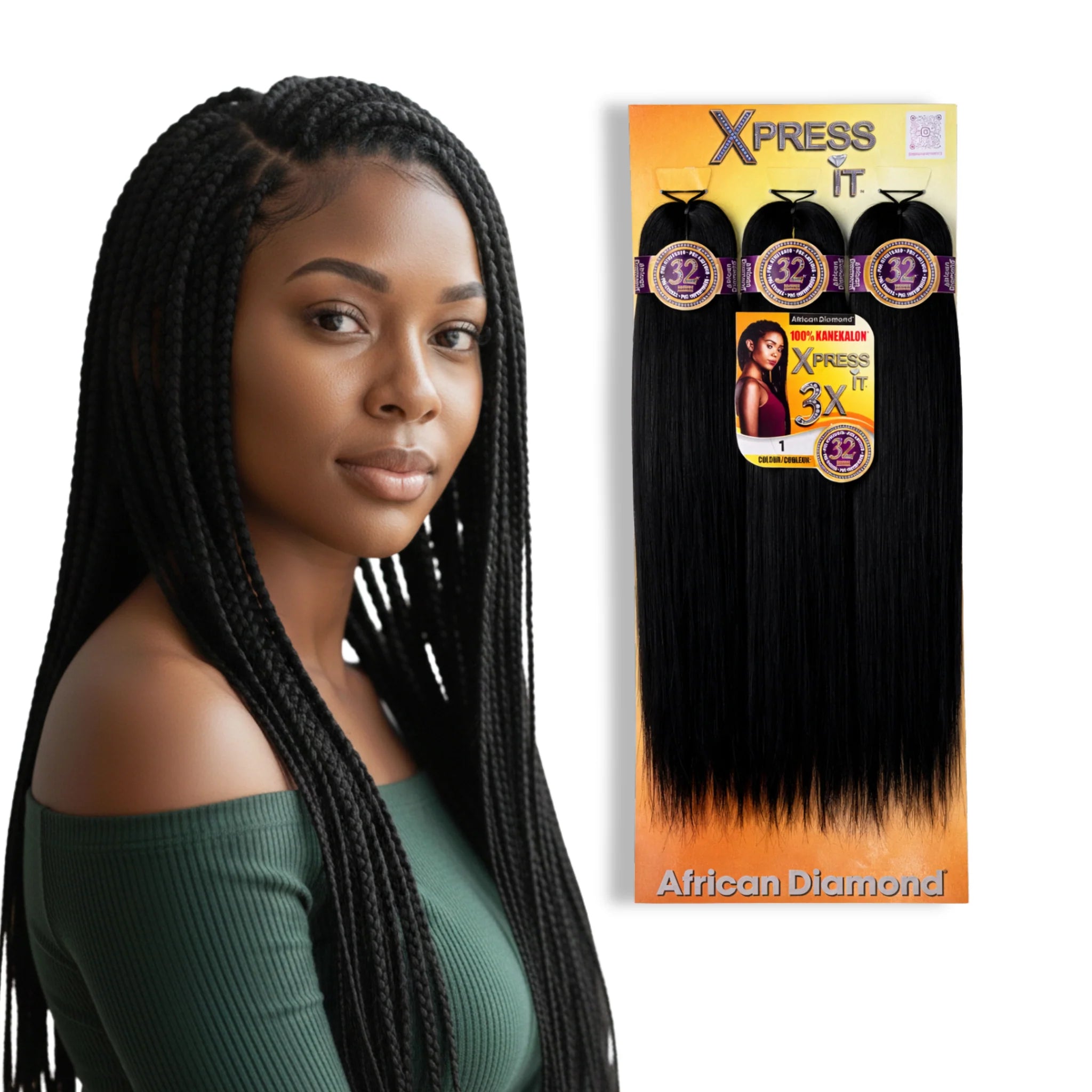 African Diamond 3X Pre-Stretched Braiding Hair – 32