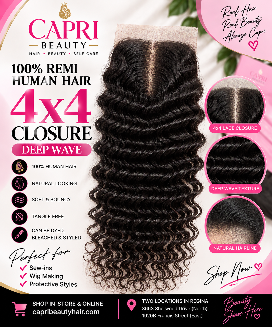 Premium Remi Human Hair 4x4 Closure ✨