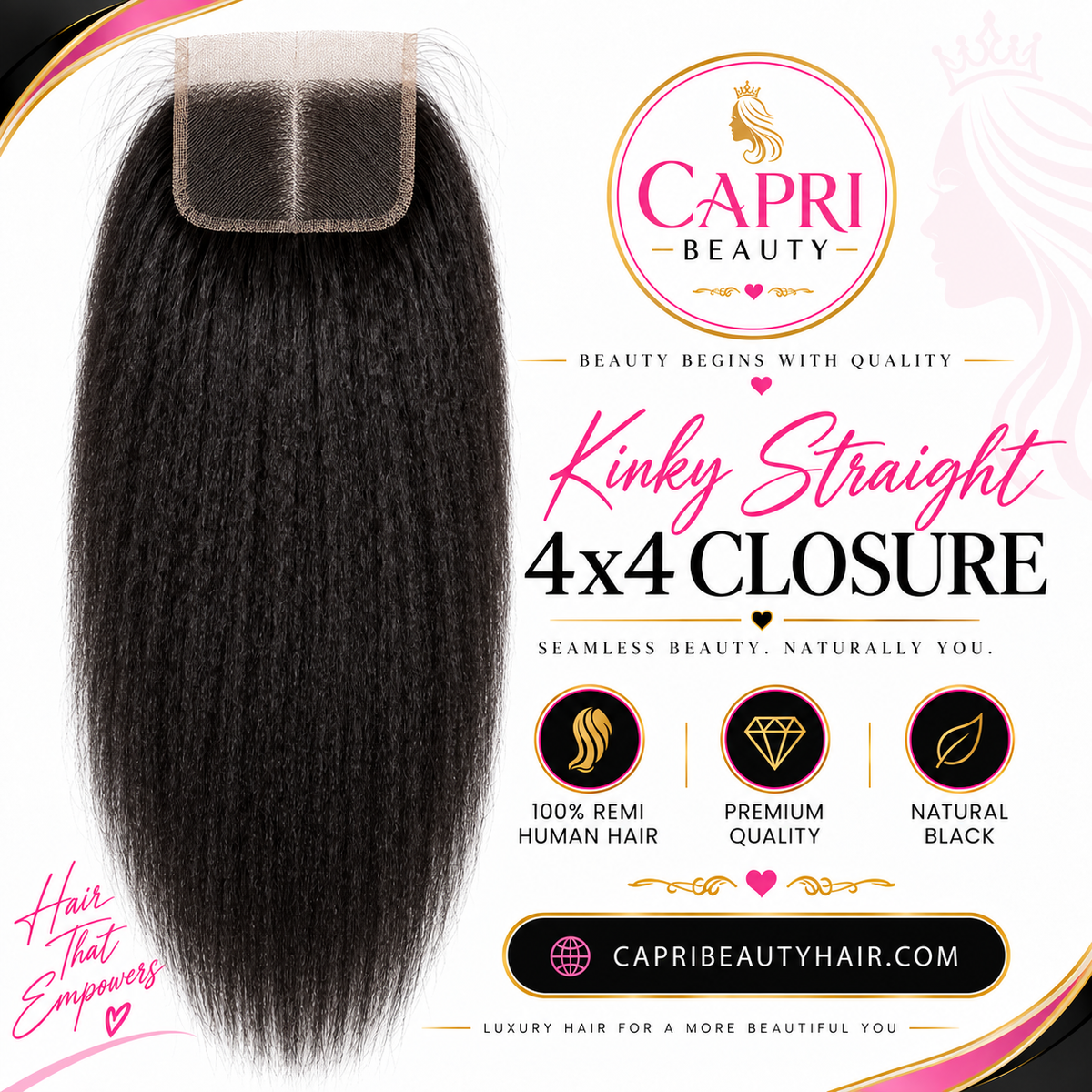 Premium Remi Human Hair 4x4 Closure ✨