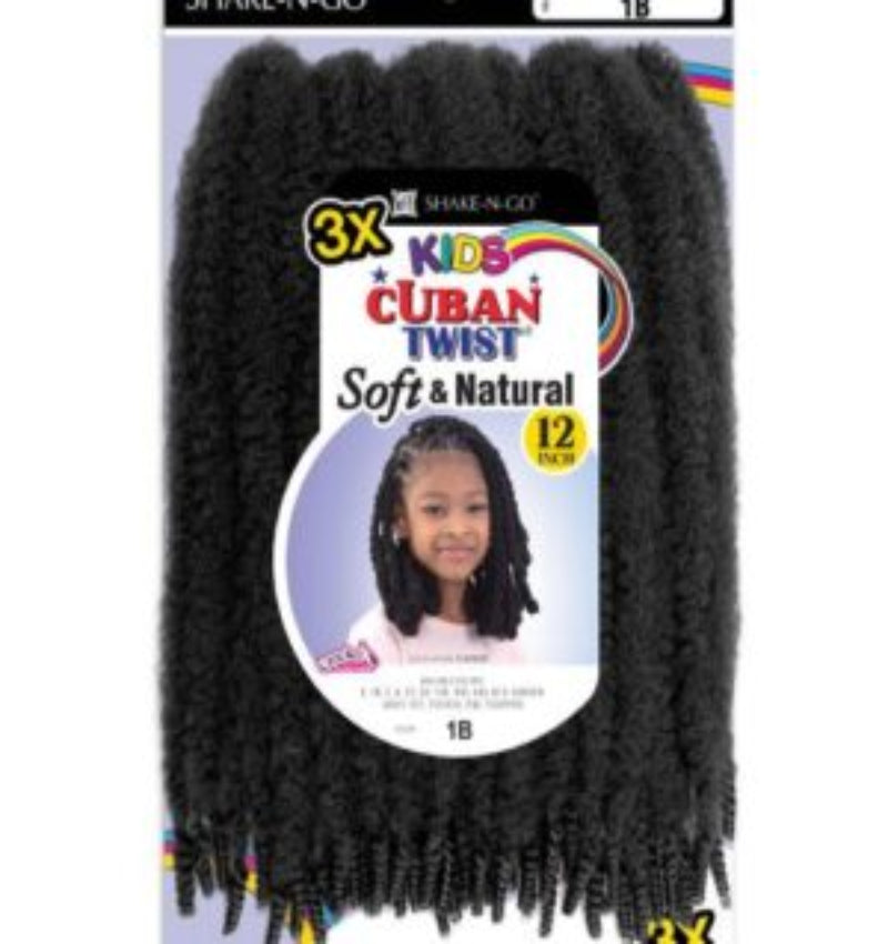 SHAKE-N-GO 3X KIDS CUBAN TWIST SOFT&NATURAL 12″