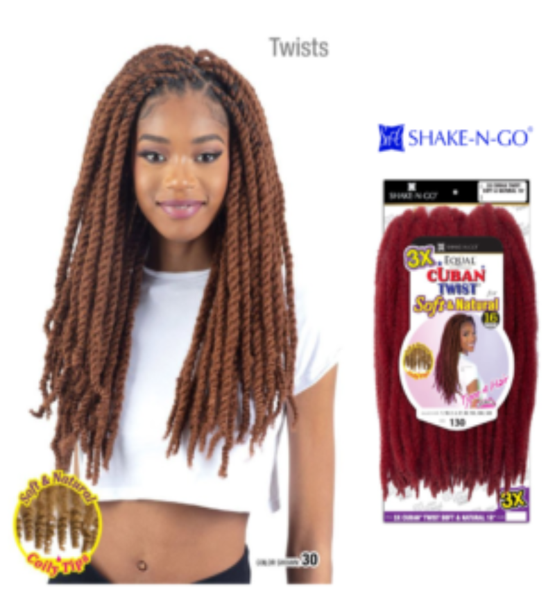 SHAKE-N-GO 3X CUBAN TWIST SOFT & NATURAL 16″